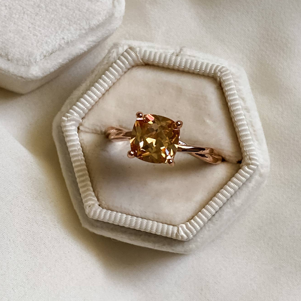 Rose Gold Morganite Cushion Cut Ring - Picture 3 of 10